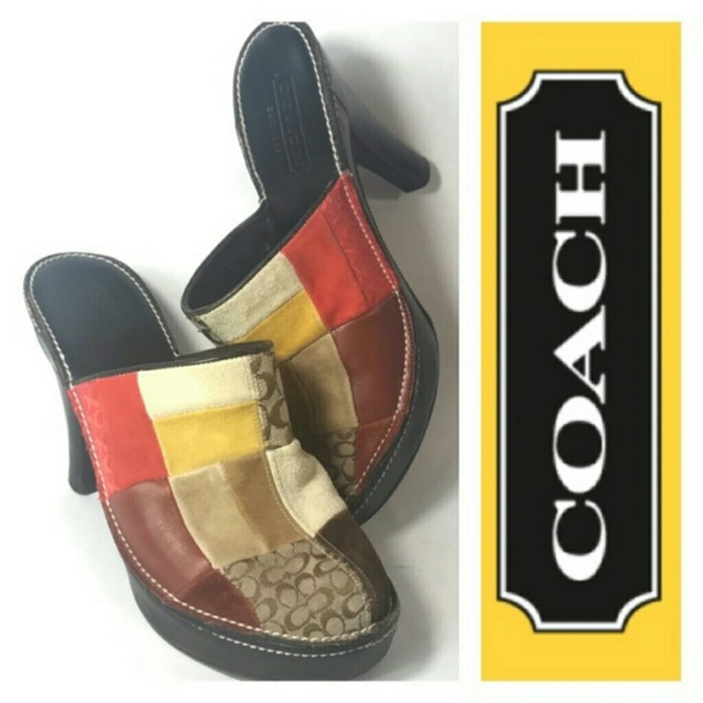 COACH Kieran patchwork mules/clogs, Boho~New~ sz.9